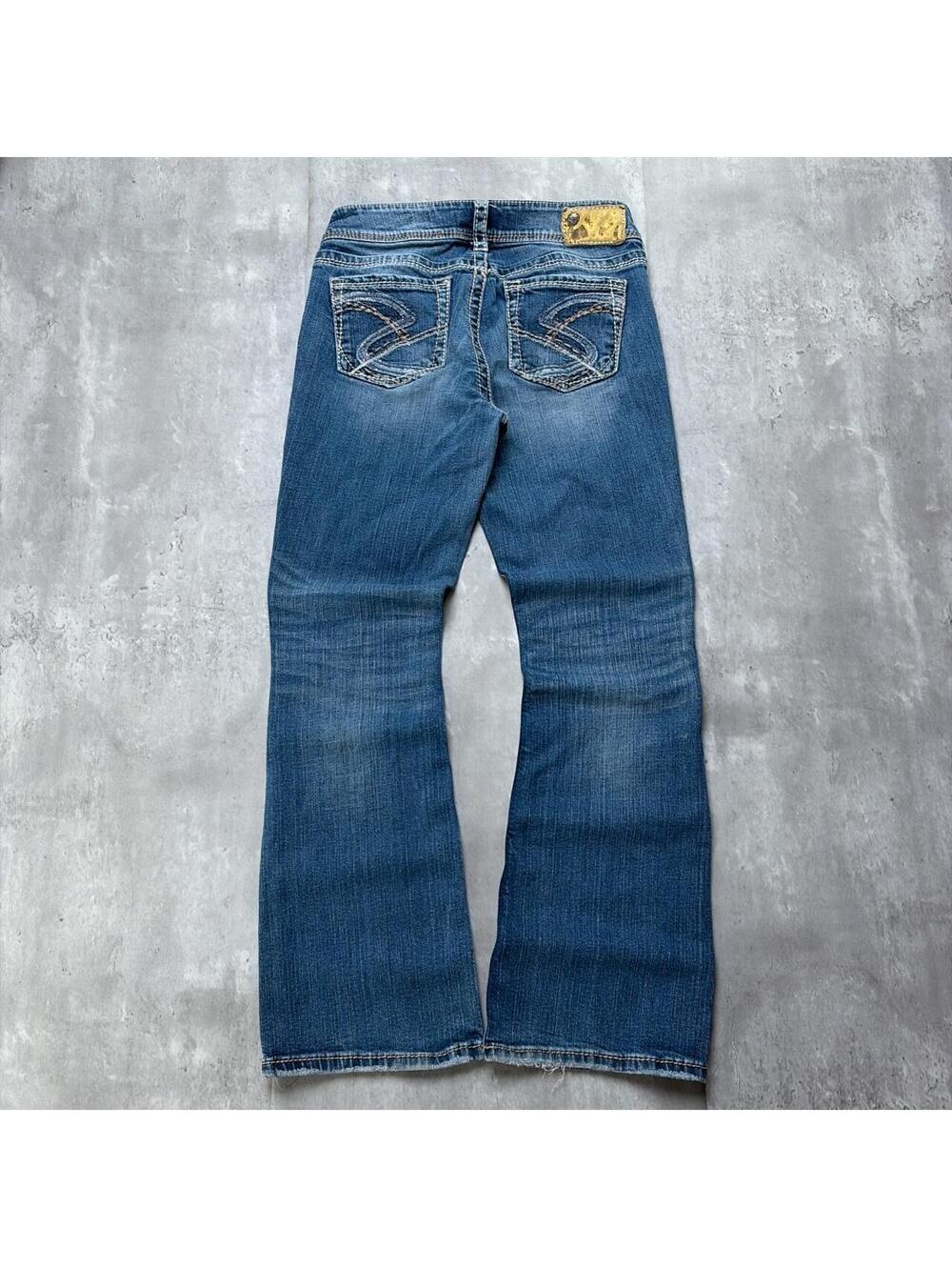 Y2K Blue Silver Jeans Grunge Bootcut Denim Jeans